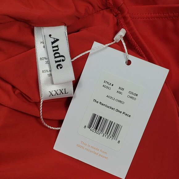 Andie Swim The Nantucket One Shoulder One Piece Swimsuit Women Sz 3XL Cherry Red - Picture 3 of 16